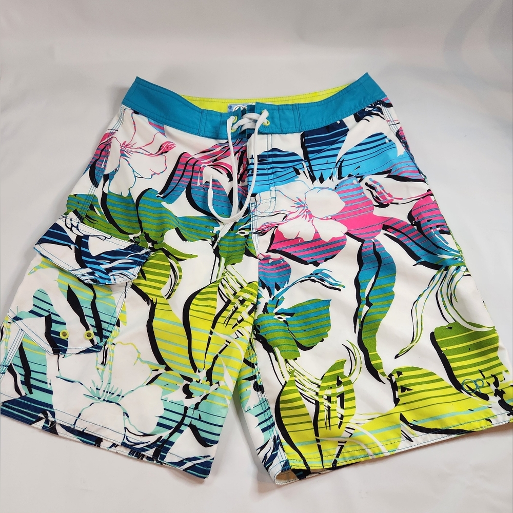 OP Men's Swim Trunks Beach Board Shorts Floral Multicolor Size 30